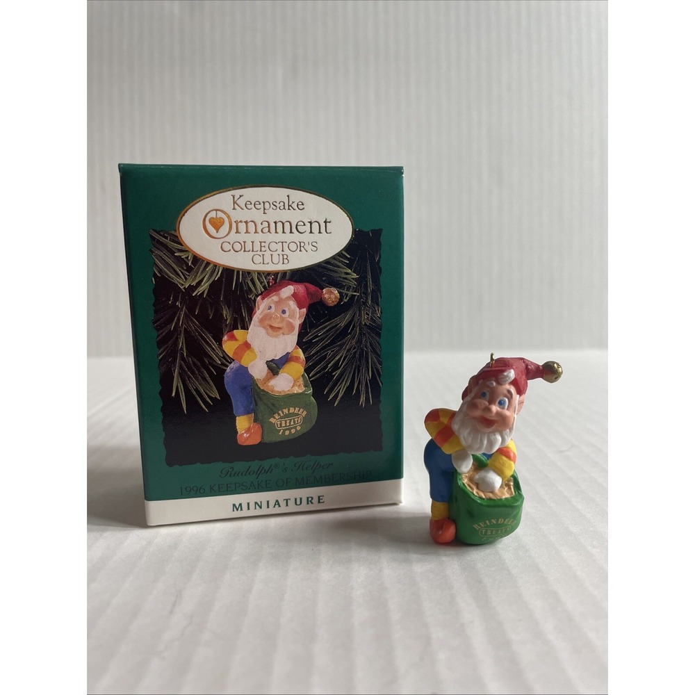 NIB HALLMARK RUDOLPH'S HELPER ELF MINIATURE CHRISTMAS ORNAMENT Vintage 1996